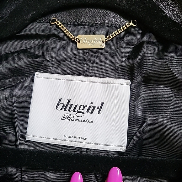 Blumarine Blugirl Black Lamb Leather Jacket Moto Motorcycle Made in Italy Medium - Picture 5 of 13